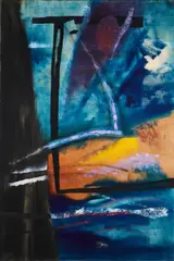 Franz Alfred Theophil Winter, "Geformtes zu Spontanem", 1951, Öl auf Leinwand