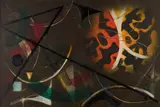 Franz Alfred Theophil Winter, "Leuchtend Rot auf makabrem Grau", 1946, Mischtechnik auf Hartfaser