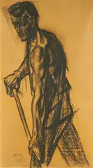 Jan Toorop, Der Eisengießer, Kohlezeichnung auf Papier