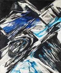 Karl Otto Götz, "Syx V", 1992, Mischtechnik auf Leinwand