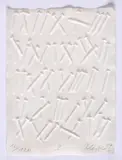 Schrift der Nägel by Günther Uecker, 2007, Serie von 4 Prägedrucken auf handgeschöpftem Bütten. In der originalen Box, sold May 2023