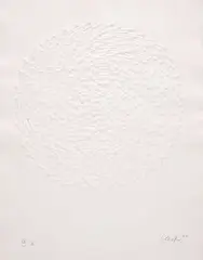 Günther Uecker, Bewegter Kreis, 2004, Prägedruck auf handgeschöpftem Bütten