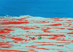 Ohne Titel (Schwimmer) by Cornelius Völker, 1996, Öl auf Leinwand, sold Jun 2023