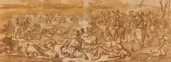 Adam Frans van der Meulen, Nach der Schlacht, um 1660-1665, Tuschpinsel auf Papier