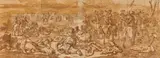 Adam Frans van der Meulen, Nach der Schlacht, um 1660-1665, Tuschpinsel auf Papier
