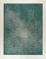 Franz Gertsch, Schwarzwasser/Schwarzwasser I (Petrol), 1990/91, Farbholzschnitt (Handabzug) auf Kumohadamashi-Japan von Iwano Heizaburo