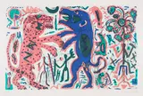 A. R. Penck, Romantischer Streit, 1989, Farbaquatinta auf Bütten