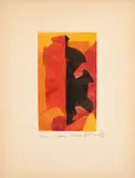 Serge Poliakoff, Komposition in Orange, Rot und Schwarz, 1957, Farbradierung auf BFK RIVES (Wasserzeichen)