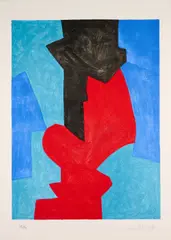 Serge Poliakoff, Komposition in Blau, Rot und Schwarz, 1969, Farblithografie auf BFK RIVES (Wasserzeichen)