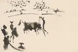Pablo Picasso, Clavando un par de banderillas (Aus: La Tauromaquia o Arte de Torear), 1957, Aquatinta auf Bütten
