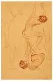Otto Greiner, Aktstudien einer jungen Frau, 1895, Rötel und schwarze Kreide auf Papier