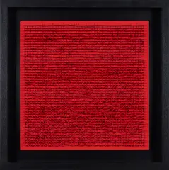 Bernard Aubertin, Table Clous, 1970, Nägel in rot gefasstem Holz