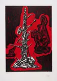 Jörg Immendorff, Elbquelle, 1999, Farblinolschnitt auf SCHOELLERSHAMMER (Trockenstempel)