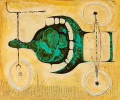 Walter Leblanc, Ohne Titel (Tricycle), 1957, Mischtechnik auf Hartfaser
