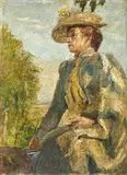 Max Slevogt, Nini auf der Mauer (auch: Bildnis einer Dame im Freien, Nini)