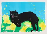 Walasse Ting, Black Cat, 1981, Farblithografie auf Bütten
