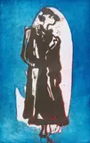 Markus Lüpertz, Motiv IV (Aus: Vogue Zeichnungen), 1984, Farblinolschnitt, Kaltnadel und Aquatinta auf Velin