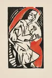 Erich Heckel, Liegende, 1913, Farbholzschnitt auf dünnem Velin