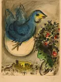 Marc Chagall, Der Blaue Vogel, 1954/68, Farblithografie auf Arches (Wasserzeichen)