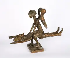 Bernhard Kleinhans, Sirene mit Odysseus, Bronze, braun patiniert