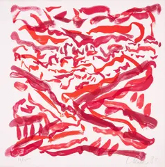 Wintersonne im Engadin by Günther Uecker, 1982, Farblithografie auf Bütten, sold Jun 2023