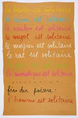Robert Filliou, Solitude, 1972, Farbserigrafie auf braunem Packpapier