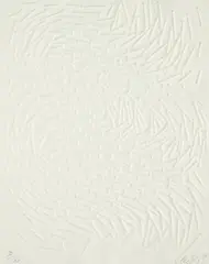 Ohne Titel by Günther Uecker, 1998, Prägedruck auf handgeschöpftem Bütten, sold Oct 2023