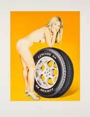 Tyra Tire by Mel Ramos, 2004, Farblithografie auf Bütten, sold Sep 2023