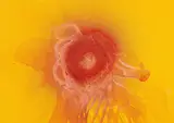 Otto Piene, "Yellow Space", 2005/06, Mischtechnik (Feuergouache) auf Leinwand