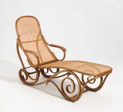 Thonet, Schlafsofa Nr. 2, Gebogenes Buchenholz, Geflecht