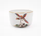 Zuckerdose mit Papagei und Hund by Meissen, Porzellan, farbig und gold staffiert, sold Jan 2023