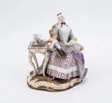 Sitzende Dame mit Bibel by Meissen, Vor 1924, Porzellan, farbig und gold dekoriert, sold May 2023