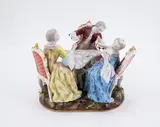GALANTE GRUPPE "KARTENSPIELER" by Meissen, Vor 1924, Porzellan, farbig und gold dekoriert, sold May 2023