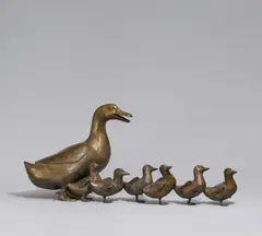 Kurt Arentz, Entenfamilie, Bronze, hellbraun patiniert