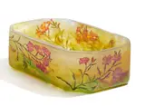 Cristallerie Daum, GLAS JARDINIERE MIT BLUMENDEKOR