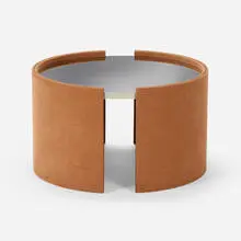 Dimoremilano, Piper low table, 2016, polished steel, brass, Alcantara