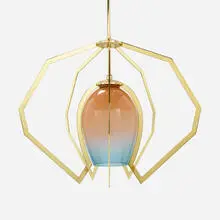 Bec Brittain, Vise Double Fade chandelier, 2016, brass, hand-blown glass