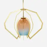 Bec Brittain, Vise Double Fade chandelier, 2016, brass, hand-blown glass