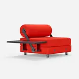 Jean-Michel Wilmotte, Todo Modo lounge chair with table, 1993, upholstery, enameled steel, leather