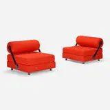 Jean-Michel Wilmotte, Todo Modo lounge chairs, pair, 1993, upholstery, enameled steel, leather