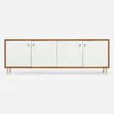 Jason Miller, Classon credenza, 2018, painted wood, walnut, polished bronze