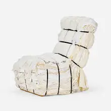 Tejo Remy, Wedding Dress Rag chair, c. 1991, wedding dresses, wood, steel