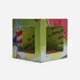 Untitled (Cube) by Mimmo Rotella and Marco Ferreri, c. 2007, lithographic transfer print on steel, sold Jan 2024