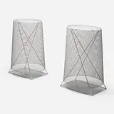 Shiro Kuramata, Stands from Japan Airlines (JAL) store, New York, pair, 1987, enameled steel