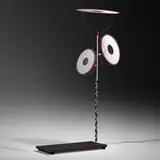 Studio Wieki Somers, Rei floor lamp, 2013, Kozo paper, coated and anodized aluminum, painted wood, gold leaf, nylon cord