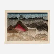 Sekino Jun'ichirō, Takasegawa, Kyoto, 1976, woodcut in colors with stencil on paper