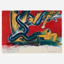 Allen Jones, The Tree (from the Islands series), 1987, lithograph in colors with ink annotations