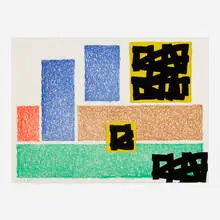 Jonathan Lasker, Town & Country, 2000, etching, linocut in colors, and paper collage on Hahnemühle