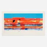 James Rosenquist, Window Washer Glass House, 1978, intaglio in colors and relief print with embossing and hand-coloring applied with a rubber tire on Pescia Italia