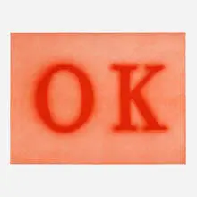 Ed Ruscha, OK (State II), 1990, lithograph in red on BFK Rives